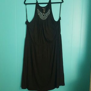 Beaded boho black dress | halter neck | swim cover